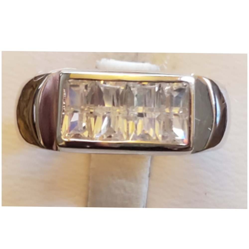 Genuine 3ct Princess Cut White Topaz Ring Size 9 - Picture 1 of 7